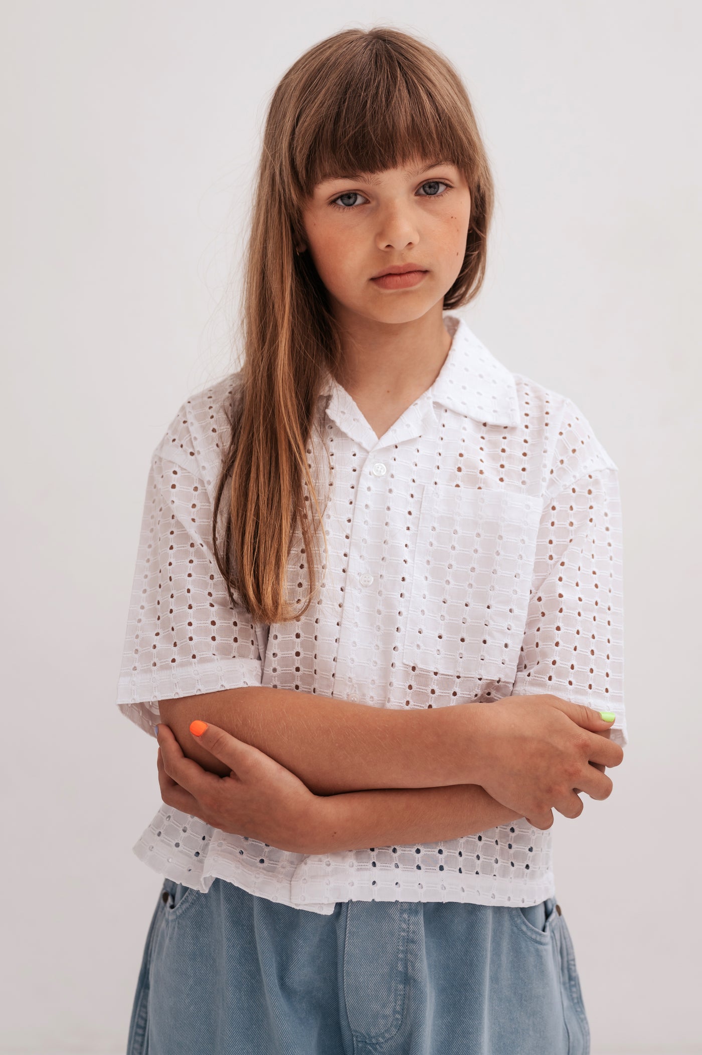 cropped shirt - graphic embroidery anglaise