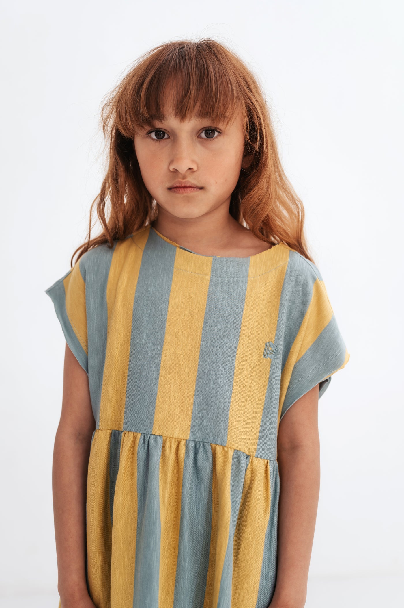 simple dress - golden block stripe
