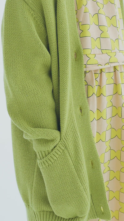 knit grandpa cardigan - leek green