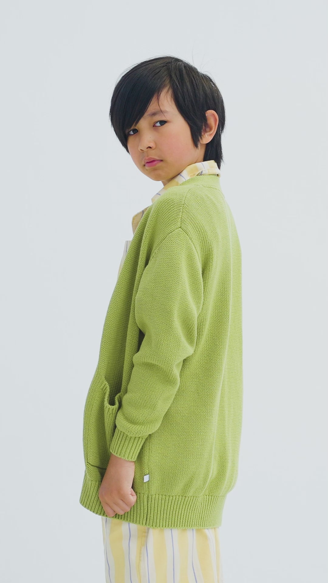 knit grandpa cardigan - leek green