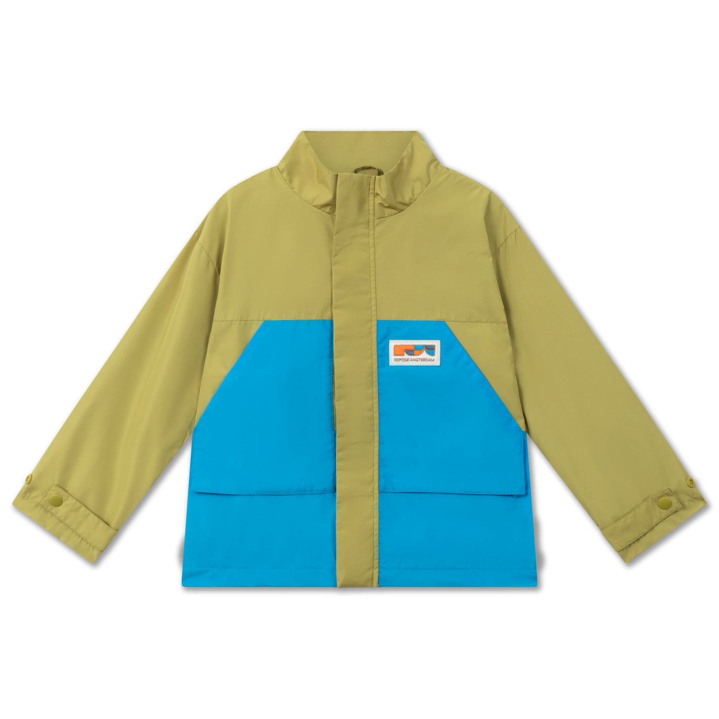 summer jacket - golden green bright blue color block