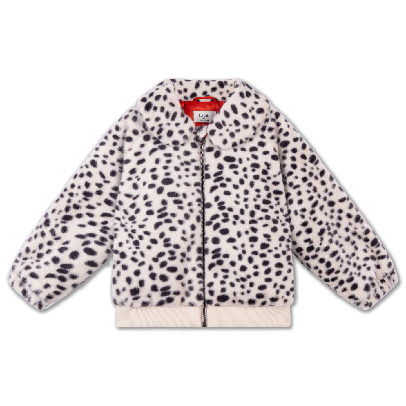 faux fur bomber coat - dalmatian