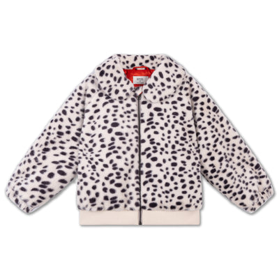 faux fur bomber coat - dalmatian