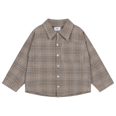 shirt - taupe mini check