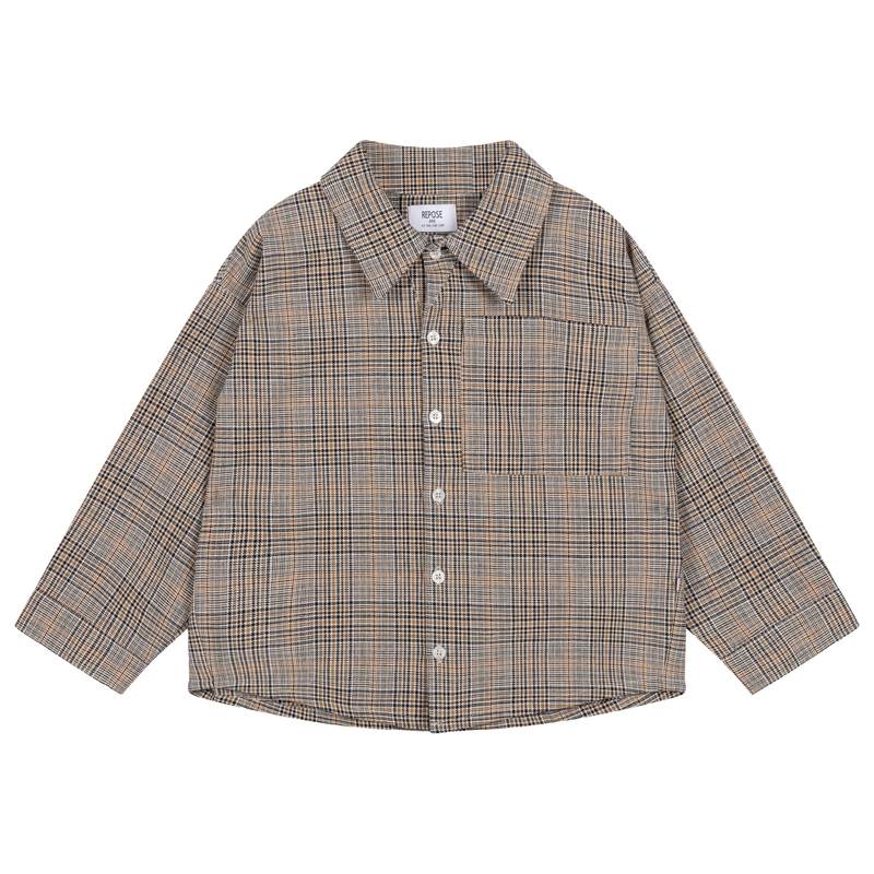 shirt - taupe mini check