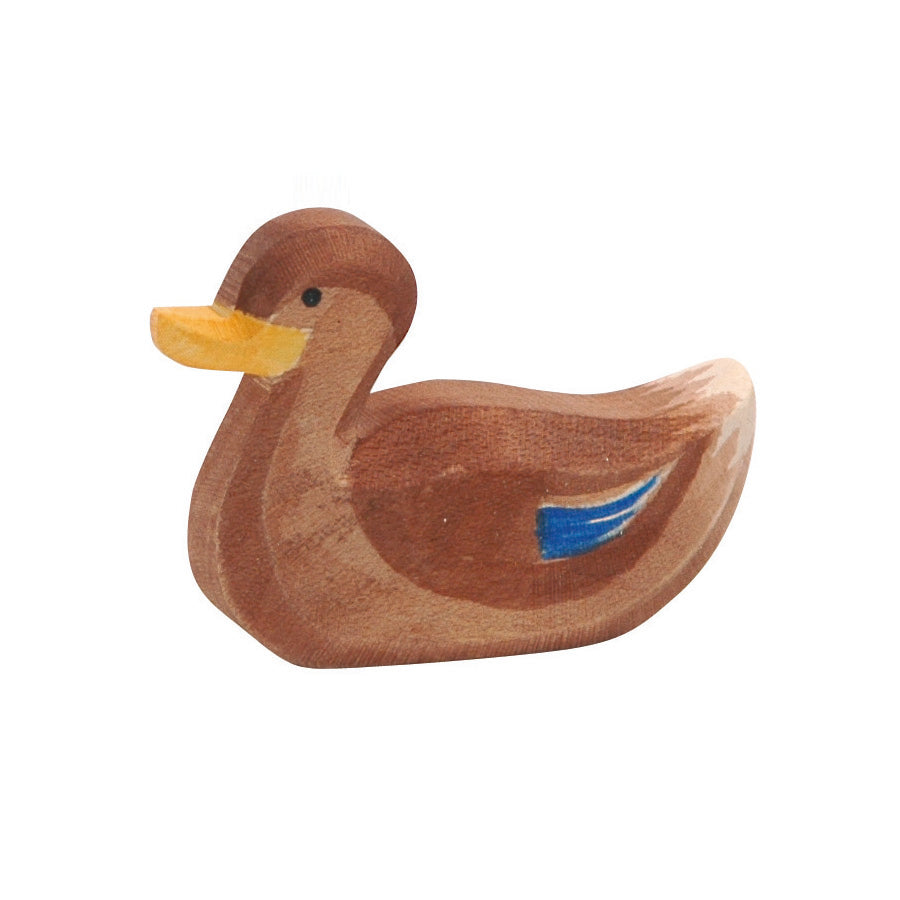 handcrafted wooden duck by ostheimer, depicting a mother duck with vibrant colors and a charming pose, perfect for imaginative play, storytelling, and completing an ostheimer animal collection