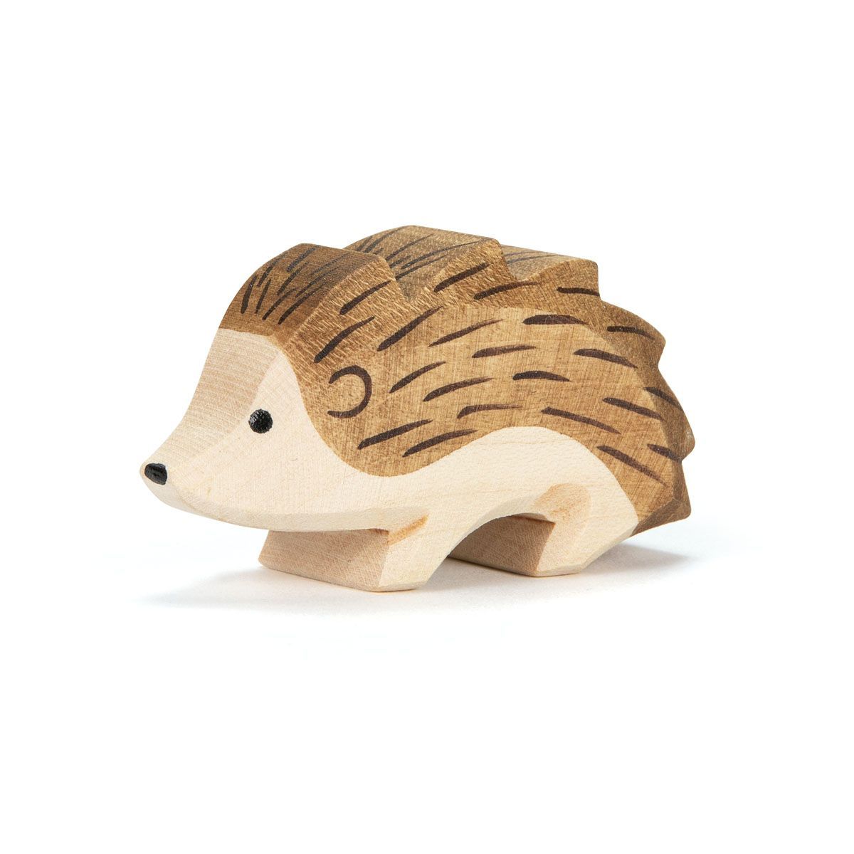 Charming handcrafted wooden hedgehog by Ostheimer, perfect for imaginative play and forest-themed storytelling