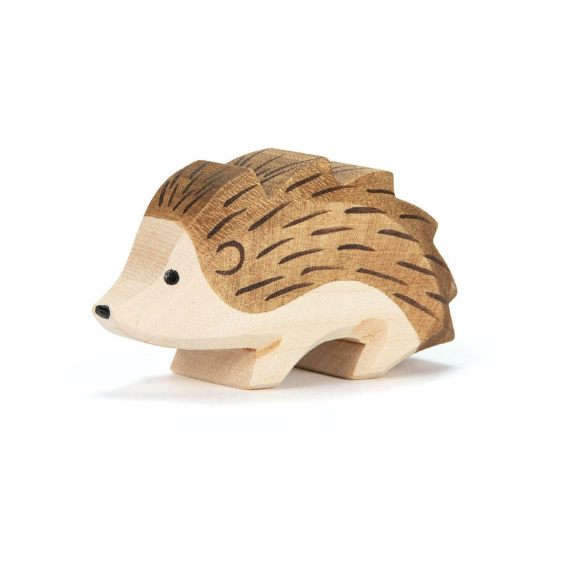 Charming handcrafted wooden hedgehog by Ostheimer, perfect for imaginative play and forest-themed storytelling