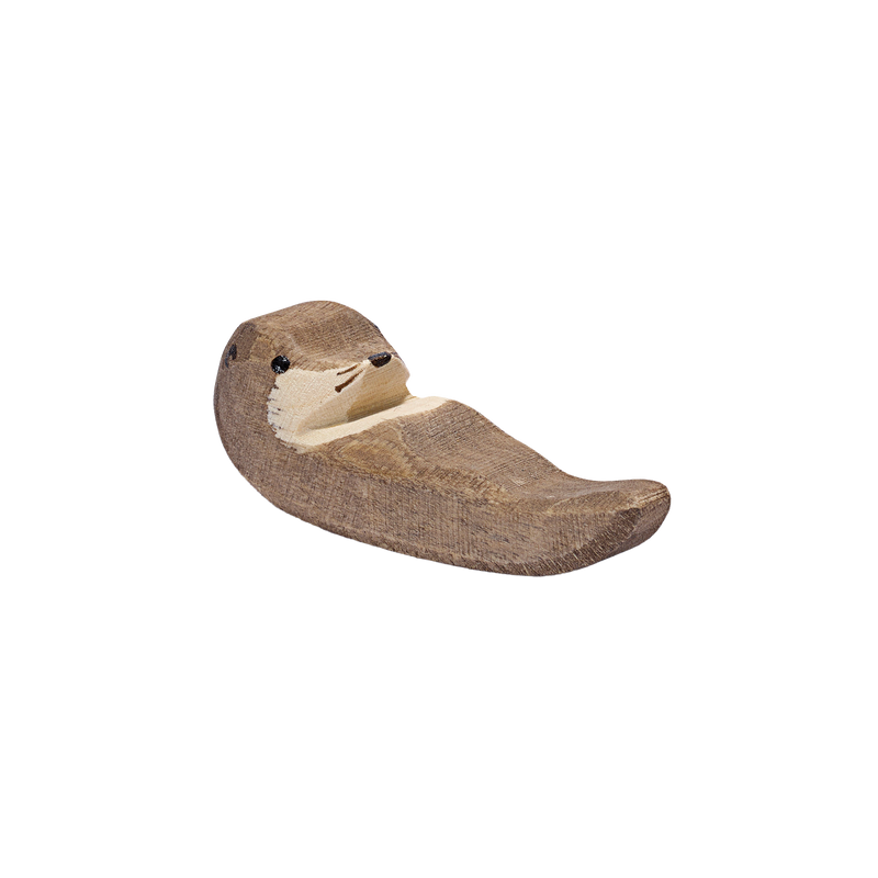 Ostheimer wooden sea otter figure, handcrafted and hand-painted in Germany for imaginative ocean play
