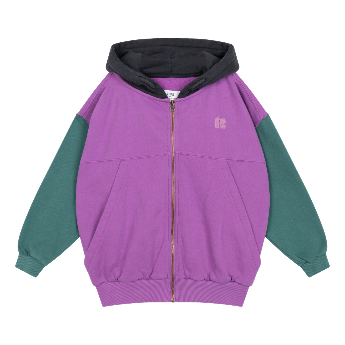 zip hoodie - colour block