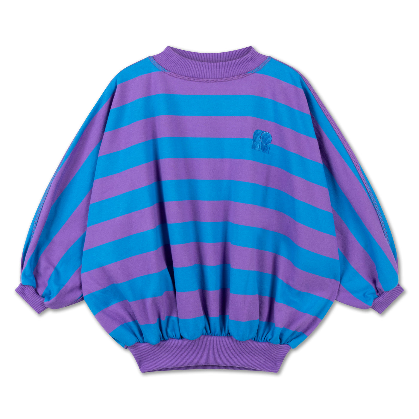iris crop sweater - cool pool violet blue block stripe