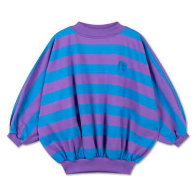 iris crop sweater - cool pool violet blue block stripe