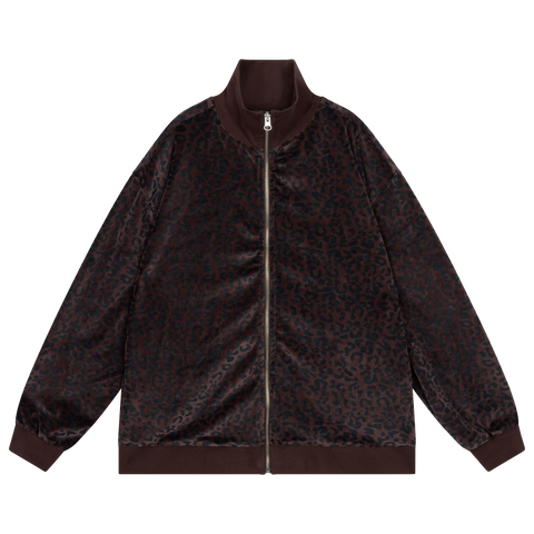 zip up sweater - chocolate leopard