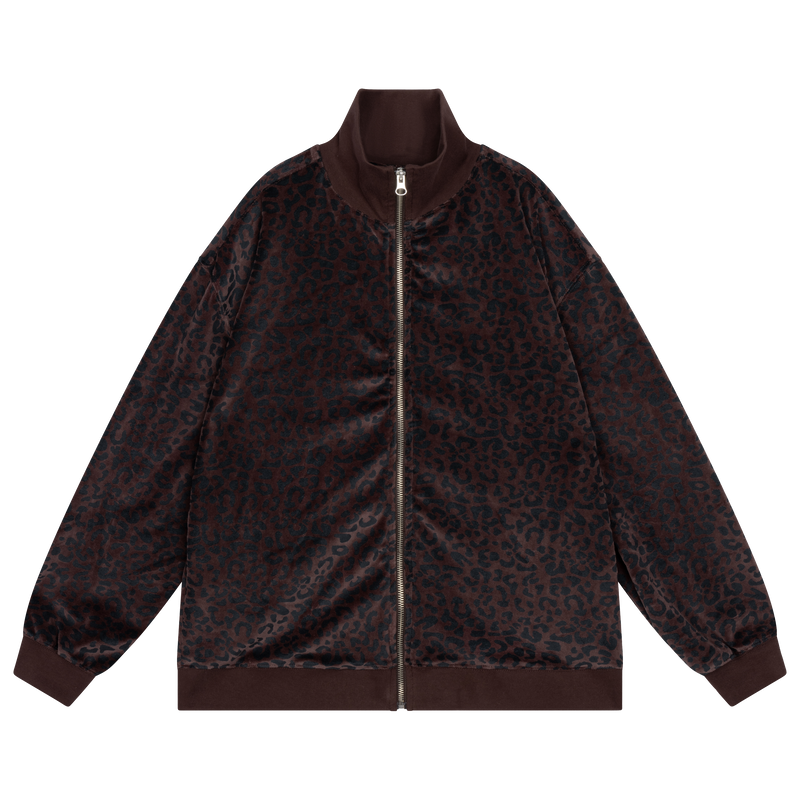 zip up sweater - chocolate leopard