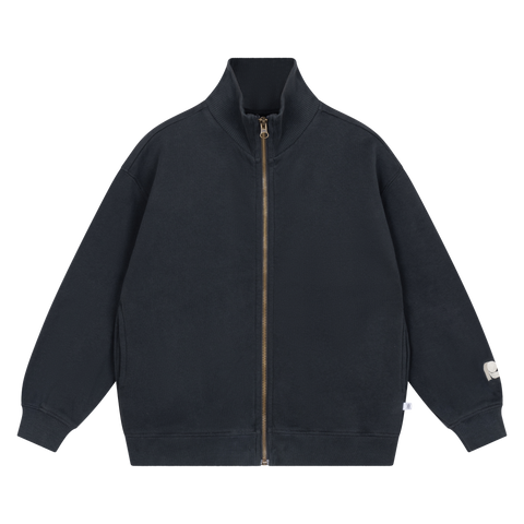 zip up sweater - moonless night black