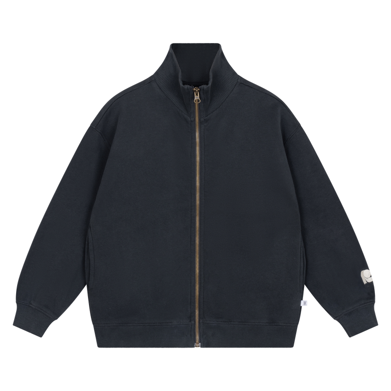 zip up sweater - moonless night black