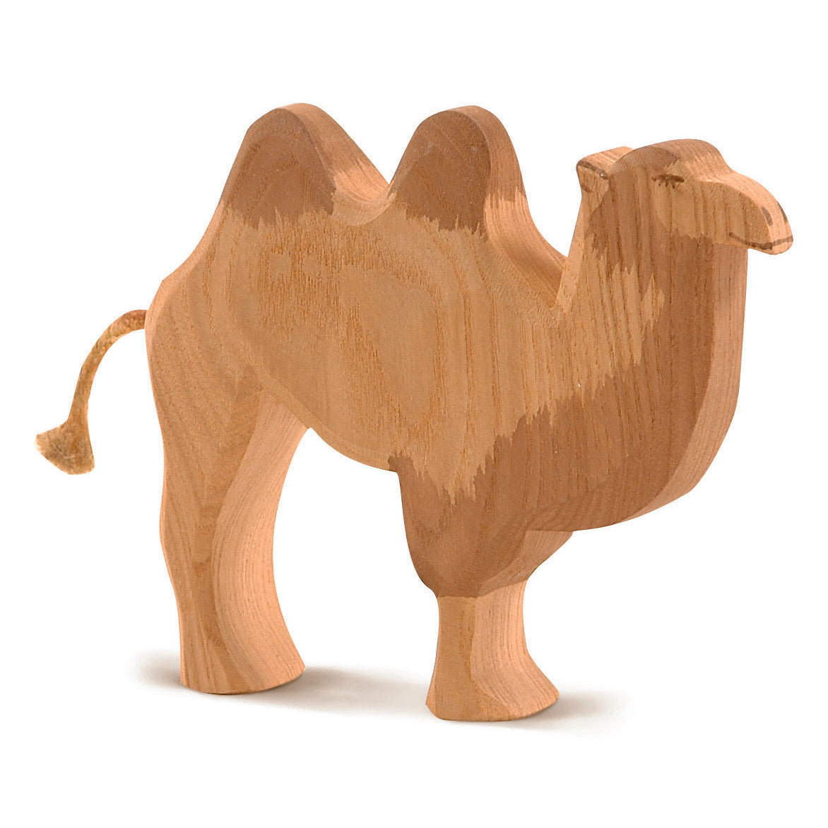Handcrafted wooden camel by Ostheimer with two humps and authentic details, perfect for desert-themed play and storytelling