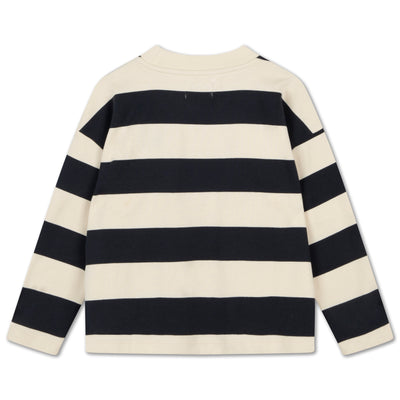 oversized boxy sweater - graphite night block stripe