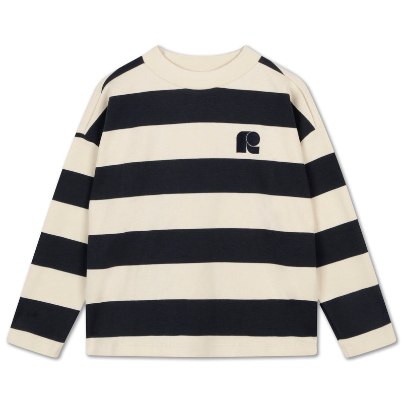 oversized boxy sweater - graphite night block stripe