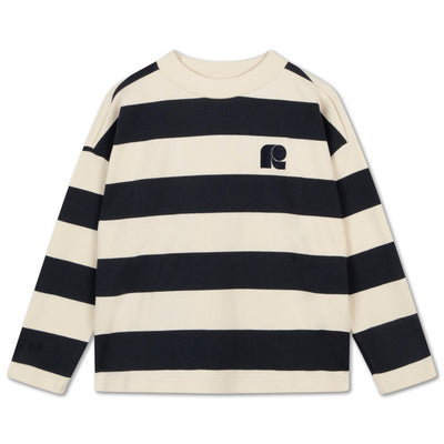oversized boxy sweater - graphite night block stripe