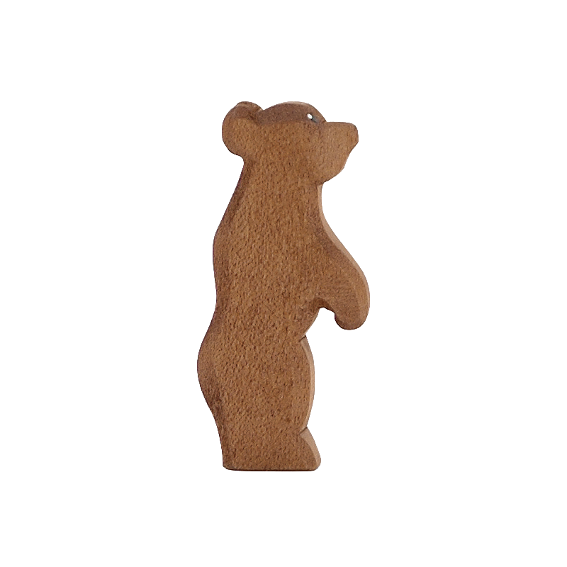 Ostheimer small standing wooden bear figure in an upright, attentive pose, handcrafted in Germany