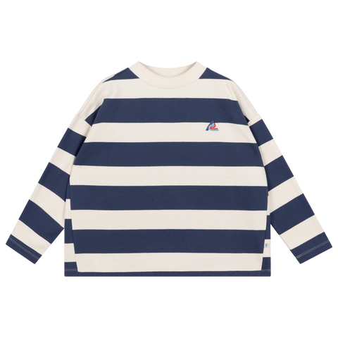 boxy sweater - eclipse blue block stripe