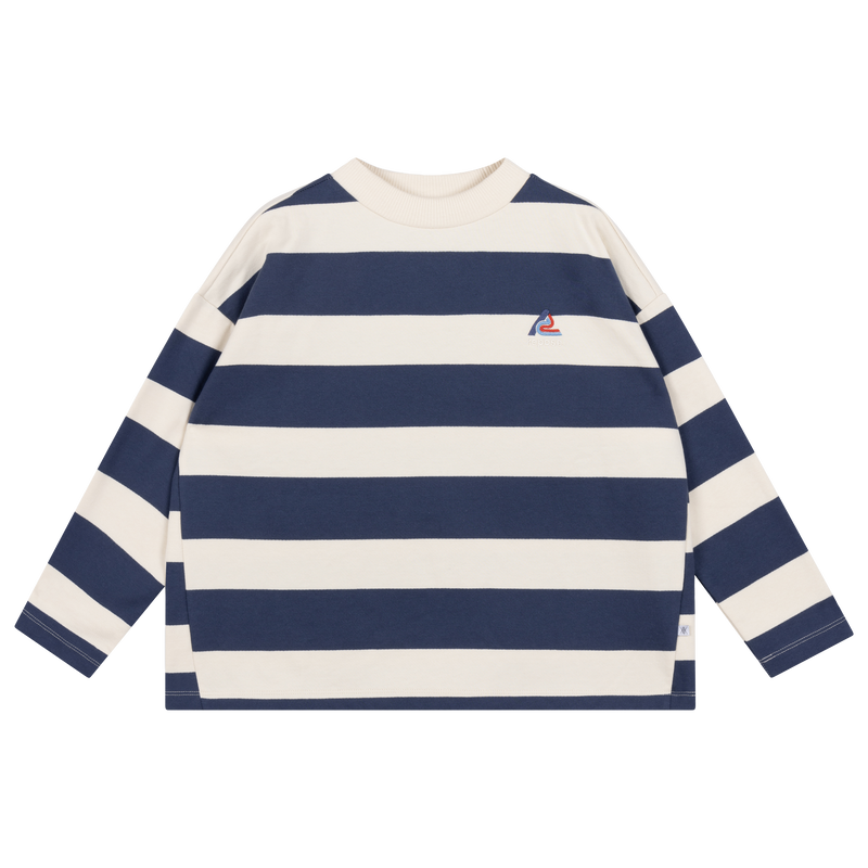 boxy sweater - eclipse blue block stripe