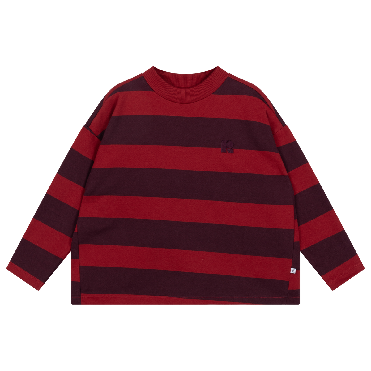 boxy sweater - rusty mulberry block stripe