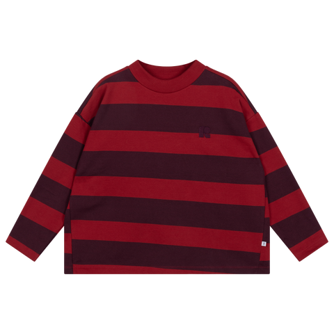 boxy sweater - rusty mulberry block stripe