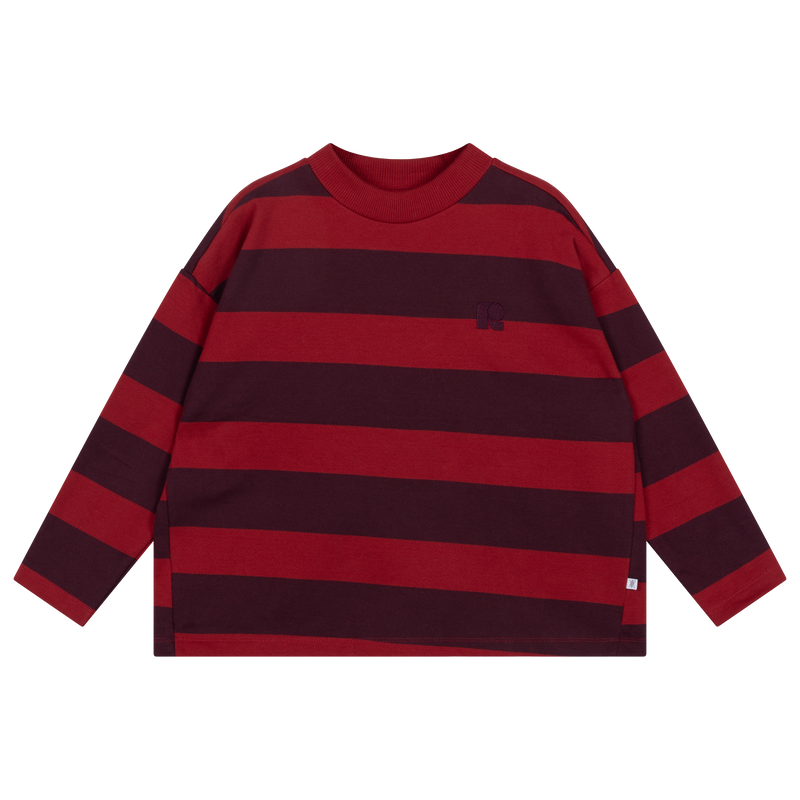 boxy sweater - rusty mulberry block stripe