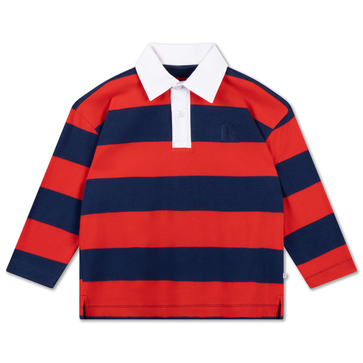 polo sweatshirt - navy red block stripe