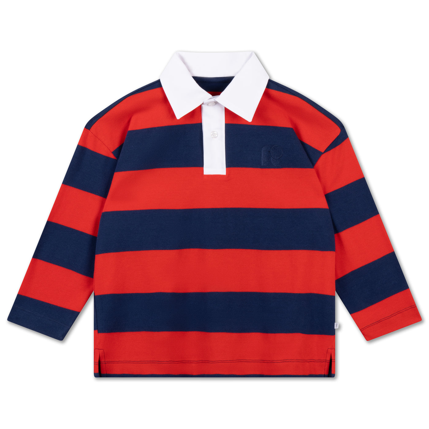 polo sweatshirt - navy red block stripe
