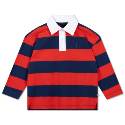 polo sweatshirt - navy red block stripe