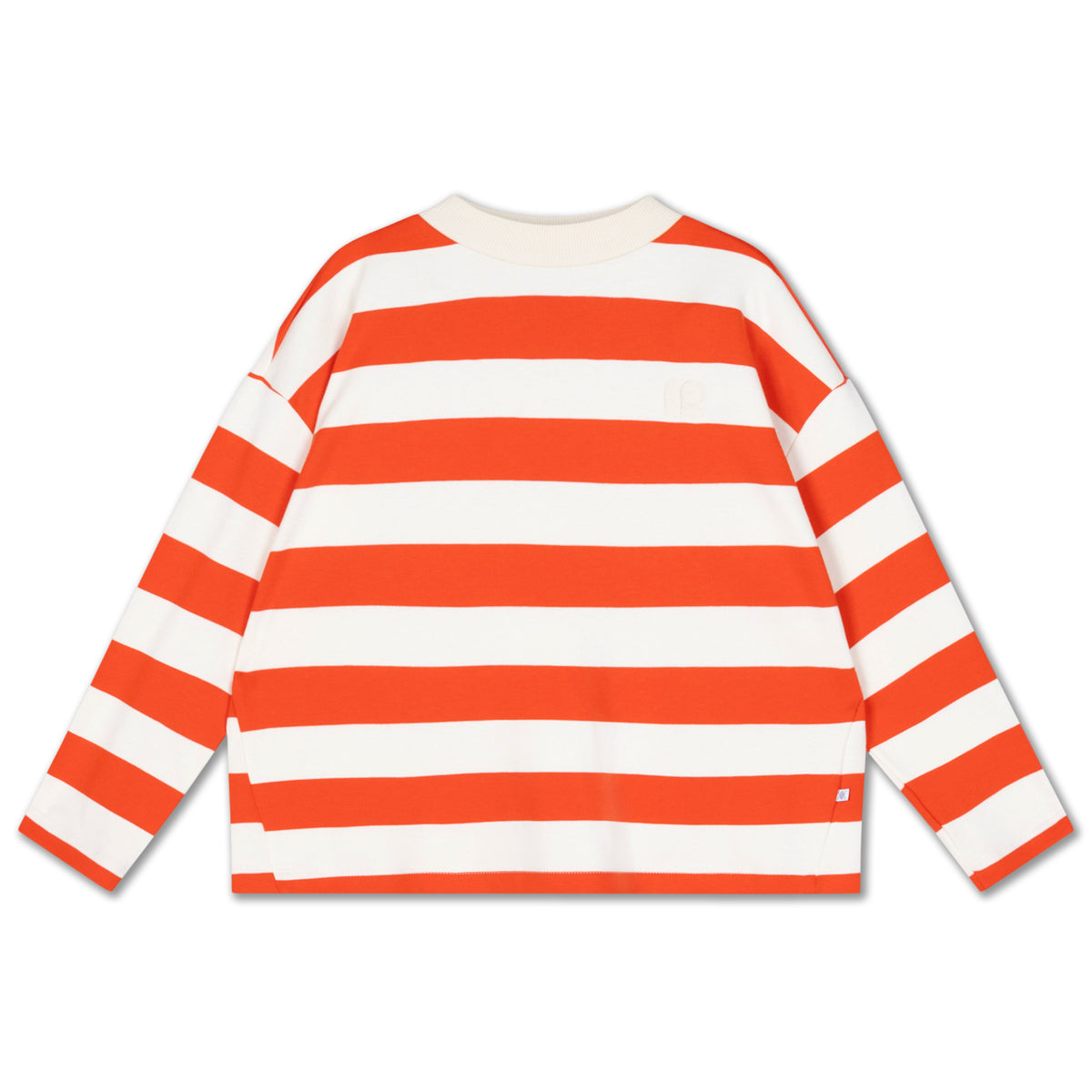 boxy sweater - flame red block stripe