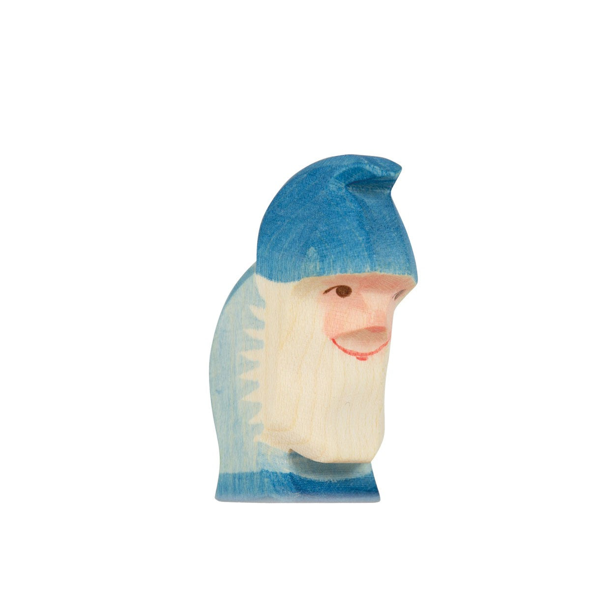 Handcrafted wooden blue dwarf by Ostheimer, perfect for fairy tale-inspired imaginative play and storytelling