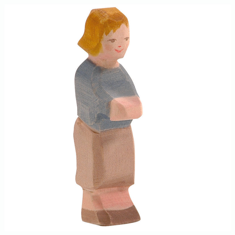 Handcrafted wooden Hansel figure by Ostheimer, inspired by the fairy tale 'Hansel and Gretel,' perfect for imaginative play and storytelling