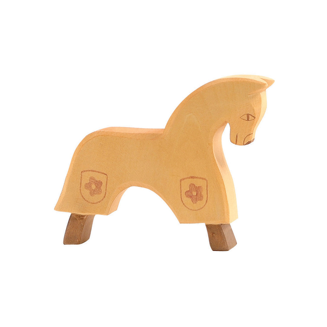 Handmade wooden toy horse for knight yellow – Ostheimer figurine