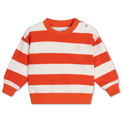cozy drop shoulder sweater - flame block stripe