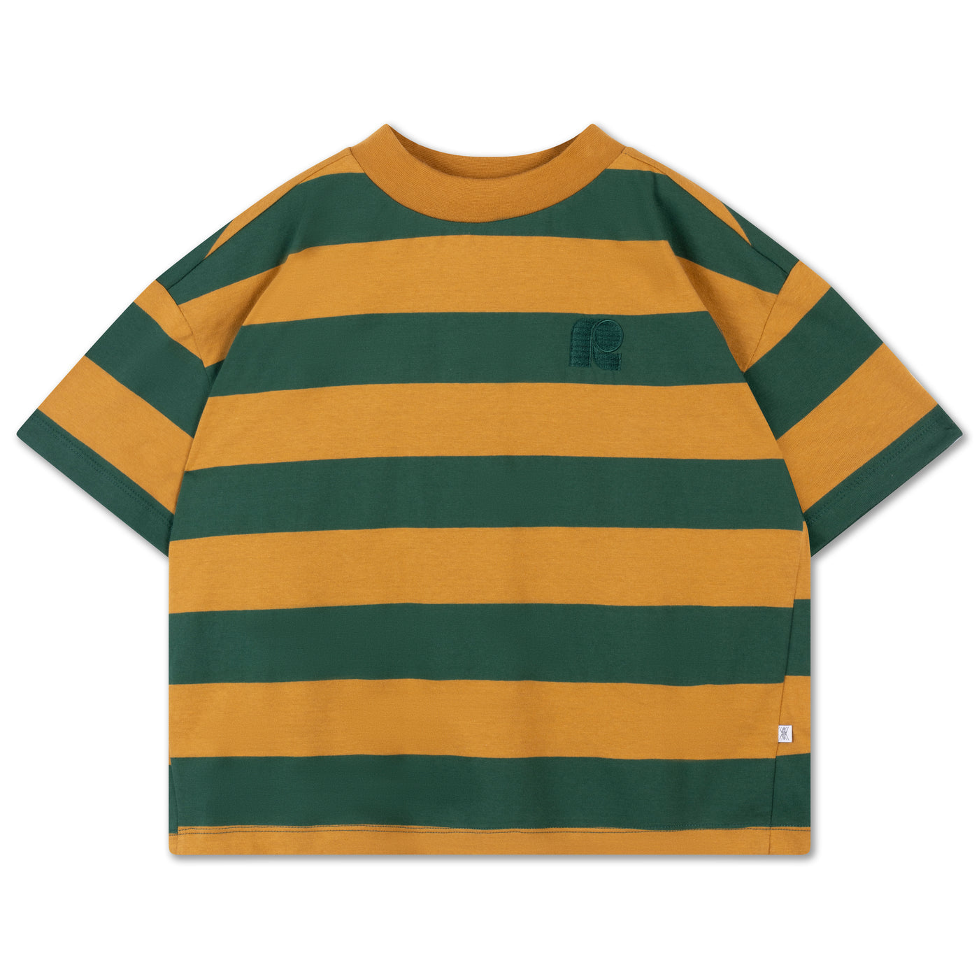 boxy tee shirt - gold country green block stripe