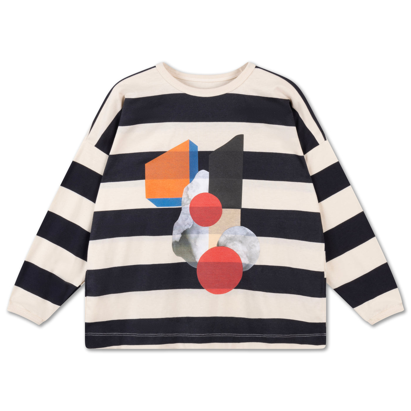 wide cut long sleeve - graphite night block stripe
