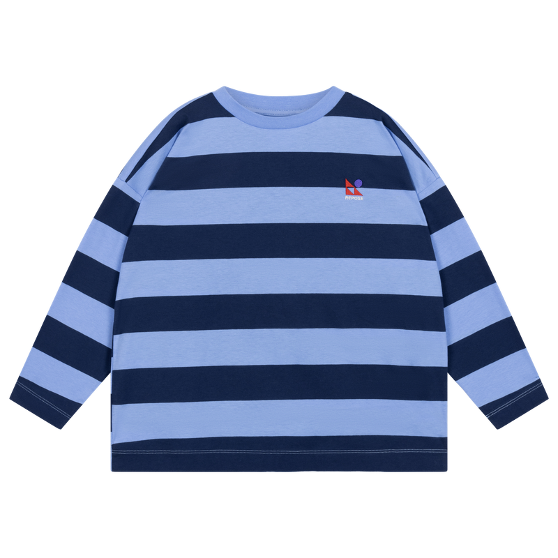 wide cut long tee - horizon dark eclipse block stripe