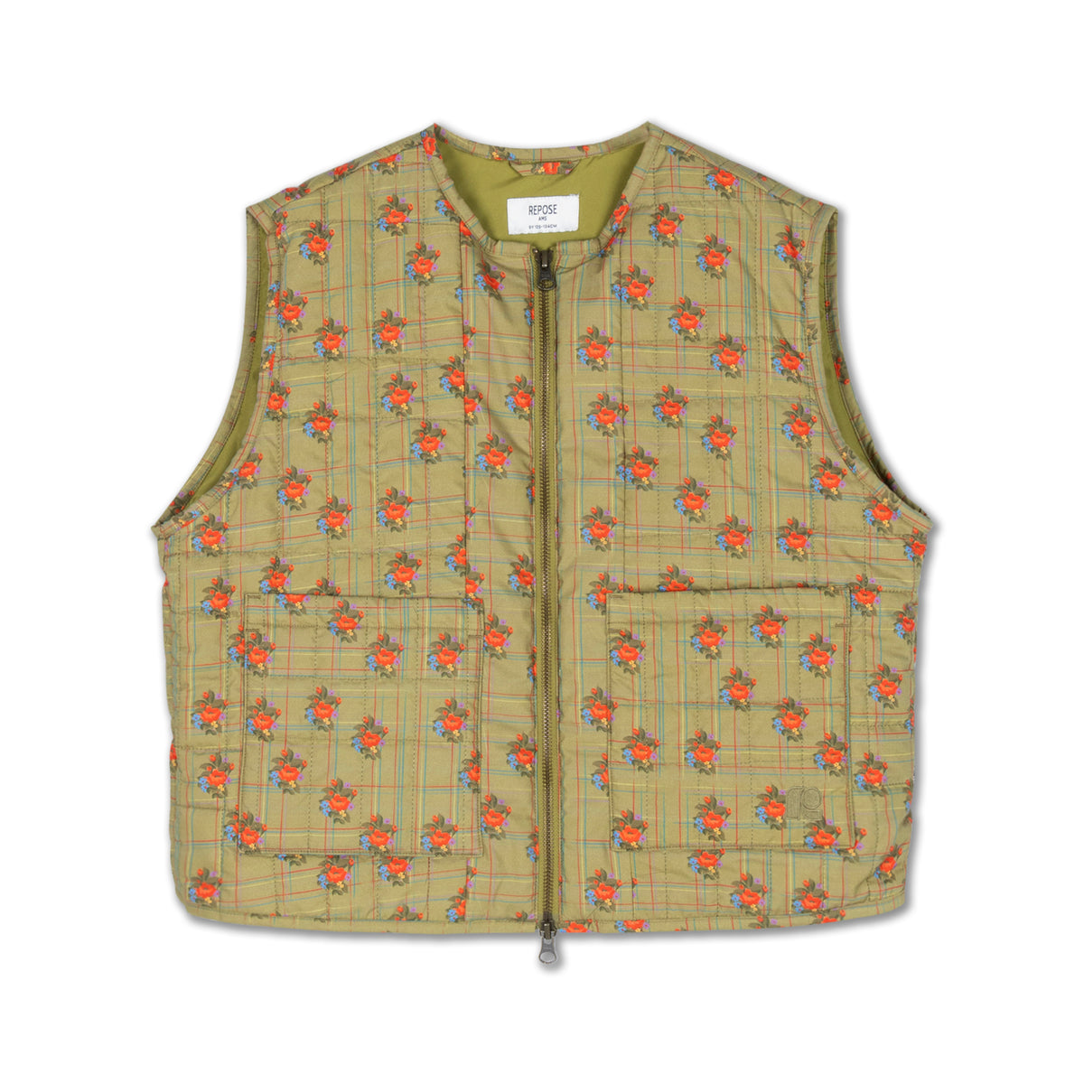padded waistcoat - grid flower
