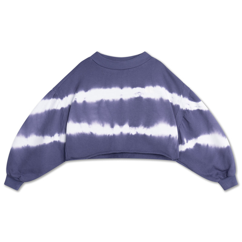 crop heart sweater - night shade blue tie dye