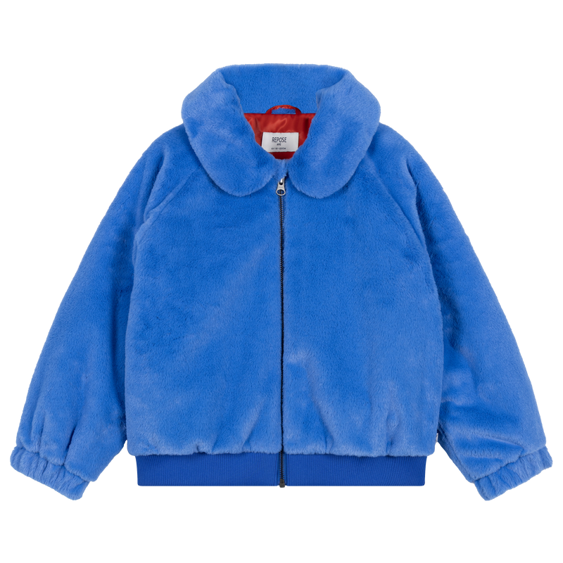 faux fur bomber coat - magic blue