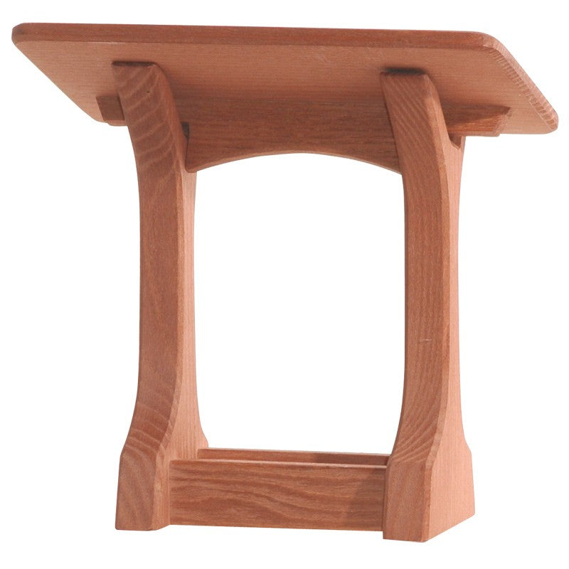 Handcrafted wooden Ostheimer manger with roof, ideal for Nativity scenes and Christmas displays.