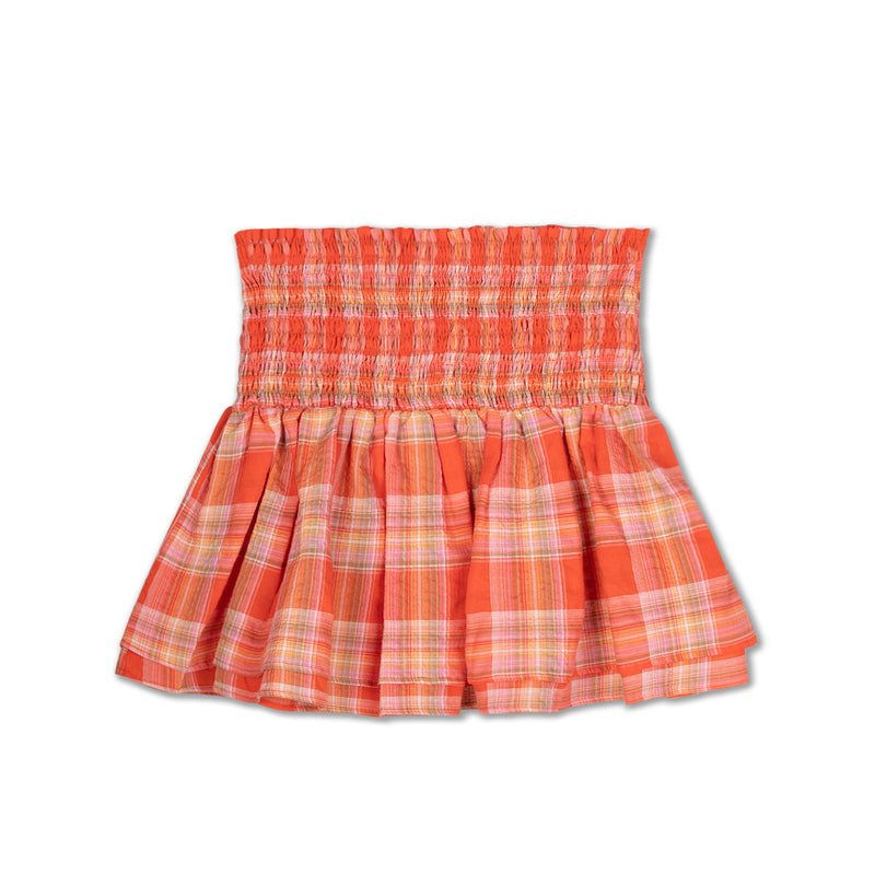 bloom skirt - coral check