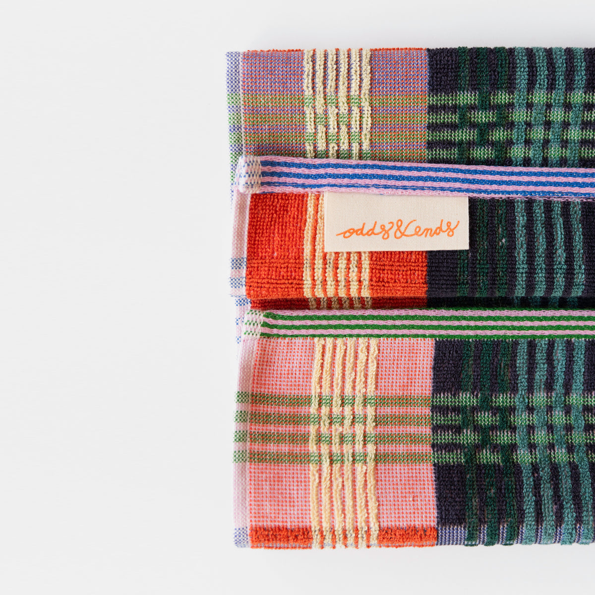 Kitchen towel #44 from the Odds & Ends collection – colorful 100% cotton towel made from leftover yarns, 50x50 cm, sustainable and heavy quality, made in Portugal