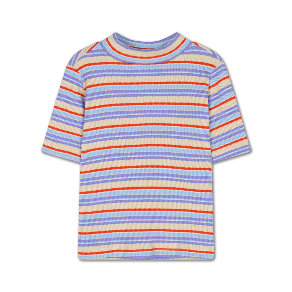 slim turtle neck SS - multi stripe