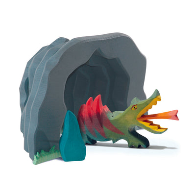 Handmade wooden Dragon’s Cave 2-piece playset – Ostheimer knight and dragon world. Only the cave, without the dragon