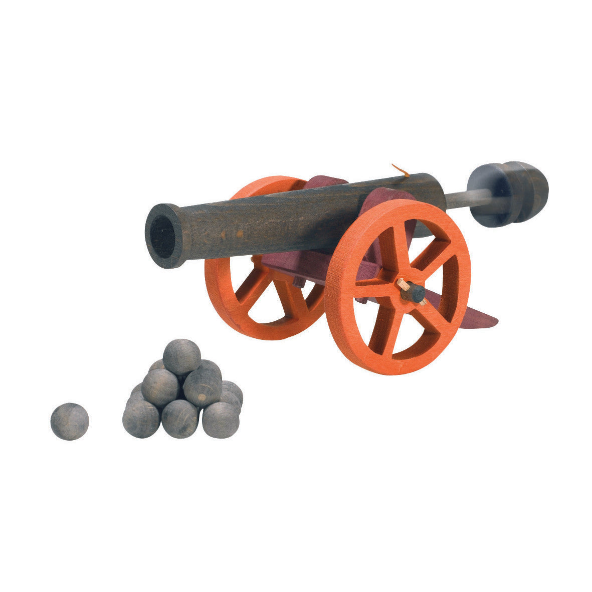 Handmade wooden large cannon with 10 cannonballs – Ostheimer knight and castle playset